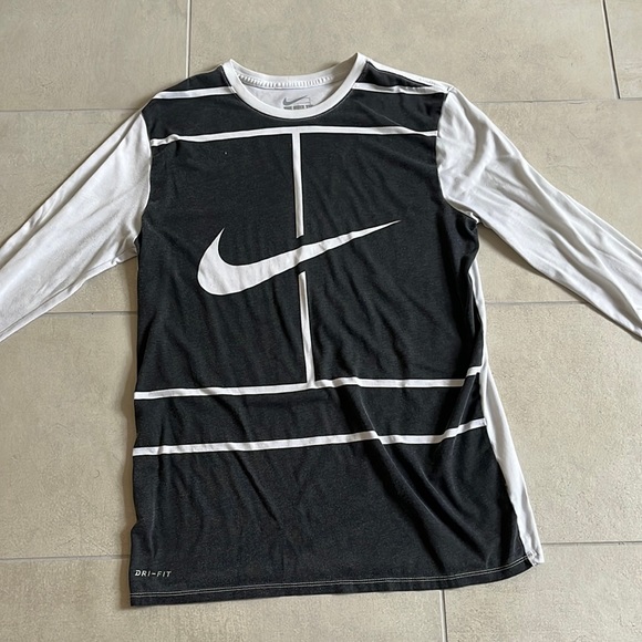 Nike Court Long Sleeve Tee White/Grey - Picture 1 of 2